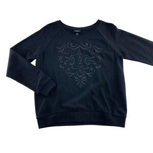Massimo Black Embroidered Sweatshirt M/M‎ Womens 100% Cotton Long Sleeve